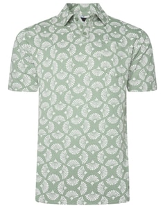 KAM Floral Print Polo Shirt Sage